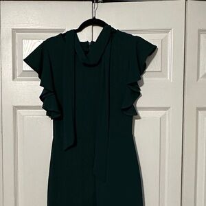 Elegant Dark Green Ruffle Sleeve jumpsuit
